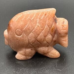 Cute Strawberry Quartz Crystal Fish Carving!